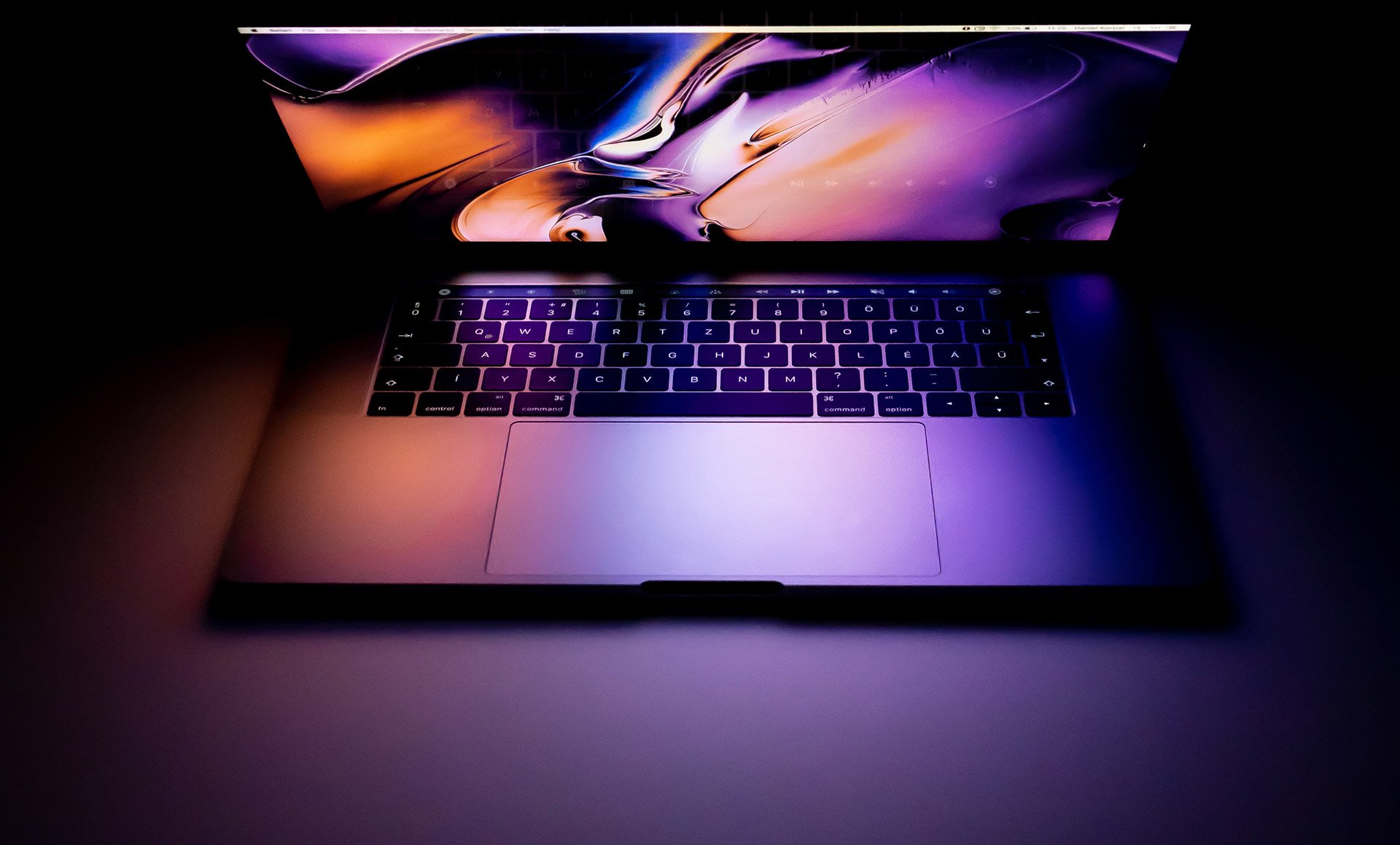 Laptop with Purple overlay