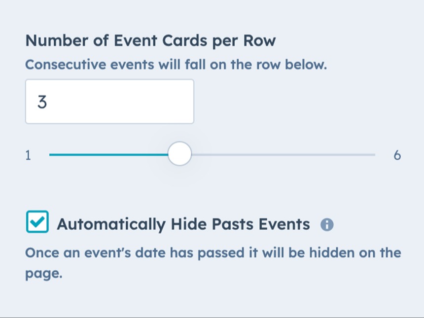 Dynamic display of events