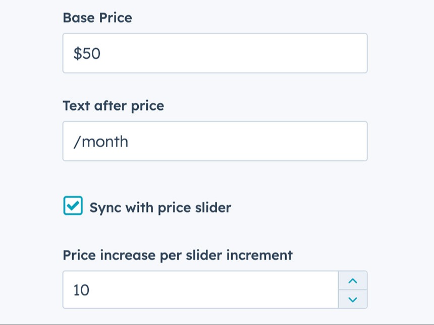Custom price increments per package.